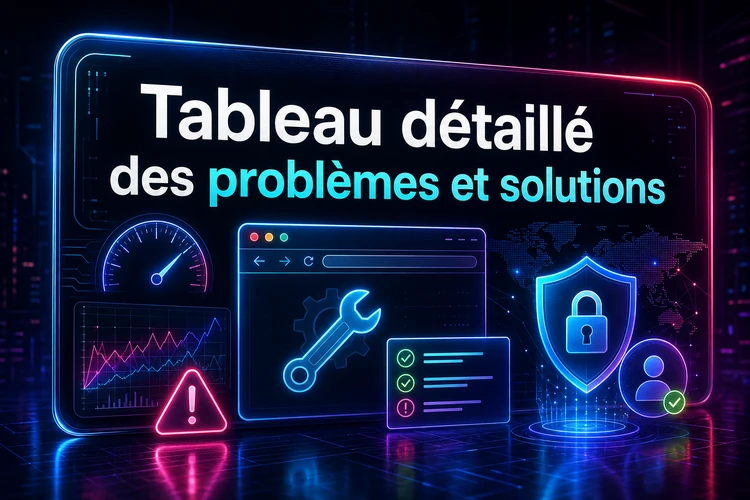 Tableau détaillé des problèmes et solutions
